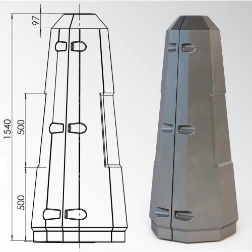 Цоколь восьмигранный стеклопластиковый А1 210х1540 мм в Ставрополе